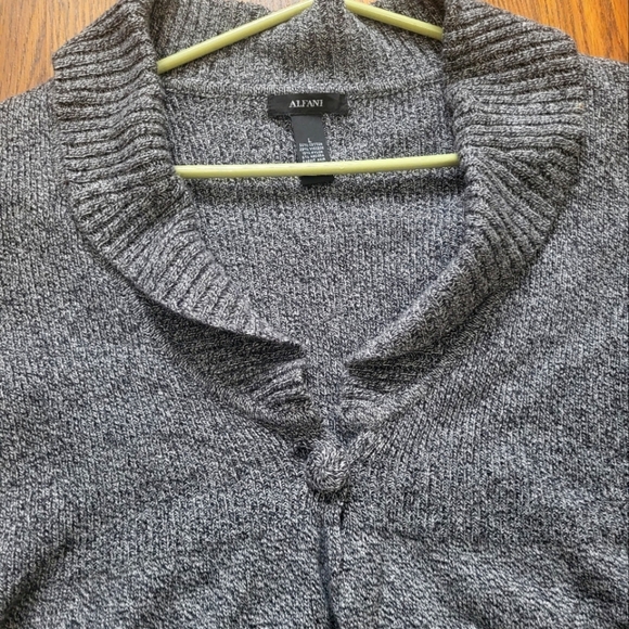 Alfani Grey Cowl Neck Knit Sweater Cardigan Women's Long Sleeve Size L - Picture 5 of 10